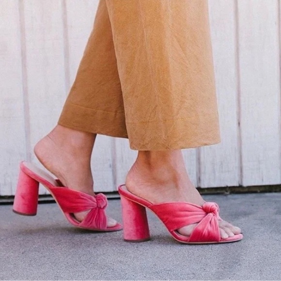 Loeffler Randall Coco Penny Knotted Velvet Mules Heels in...